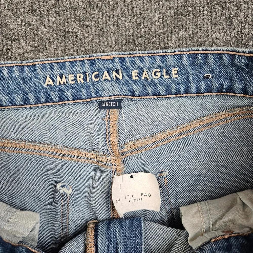 American Eagle High Rise Flare Jeans Women's 12 SHORT Med Wash Stretch Denim - Picture 8 of 11